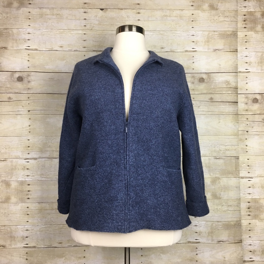 Eileen Fisher Blue Wool Jacket Sz. 1X